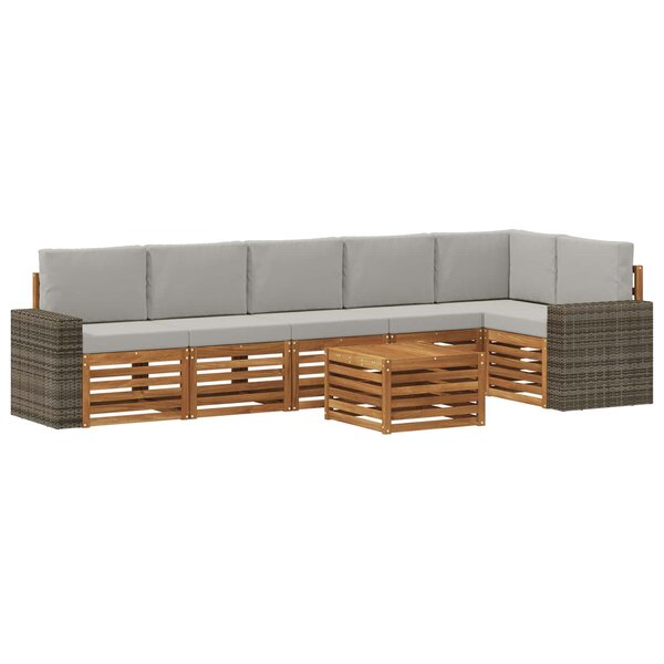 vidaXL Ensemble de canapé d'angle 7 Pièces Naturel et gris clair