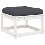 vidaXL Salon de jardin 7 Pièces avec coussins blanc bois de pin massif