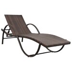 vidaXL Chaise longue avec coussin et table Résine tressée Marron