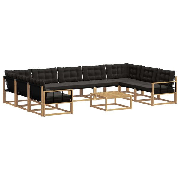 vidaXL Ensemble de canapés d'extérieur 10 pc Blanc et noir