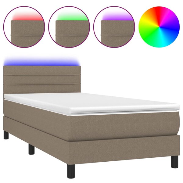 vidaXL Sommier à lattes de lit avec matelas LED Taupe 100x200 cm Tissu