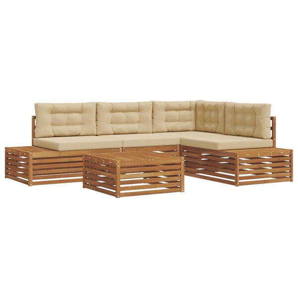 vidaXL Ensemble de canapés d'extérieur 5 Pièce Naturel et Beige