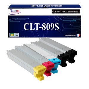 T3AZUR - 5x Toners compatibles avec Samsung CLT-Y809S pour Samsung CLX9201NA CLX9251NA CLX9301NA MultiXpress C9201NA C9251NA C9301NA