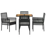 vidaXL Ensemble de salle à manger pour jardin 5 Pièces Noir Poly rotin