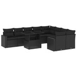 vidaXL Salon de jardin 10 Pièces avec coussins noir résine tressée