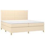 vidaXL Sommier à lattes de lit et matelas et LED Crème 200x200cm Tissu