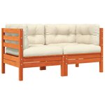 vidaXL Canapé d'angle de jardin coussins 2 Pièces cire marron pin massif