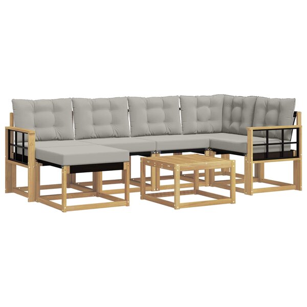 vidaXL Ensemble de canapés d'extérieur 7 pc Blanc et gris clair