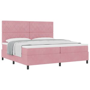 vidaXL Lit à ressorts avec tête de lit Rose 200 x 200 cm Velours