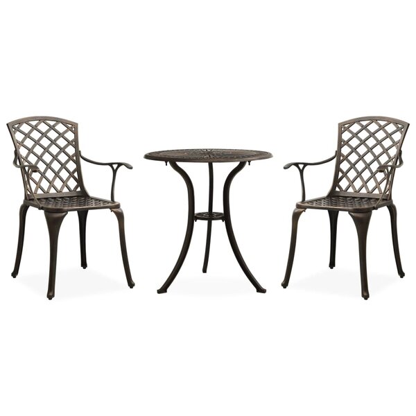 Ensemble de bistro jardin meuble extérieur terrasse 3 pièces aluminium coulé bronze 02_0013504