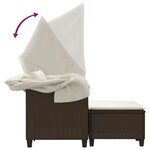 vidaXL Canapé de jardin 2 places avec auvent et tabourets marron rotin