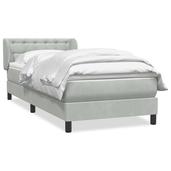 vidaXL Sommier à lattes de lit et matelas gris clair 80x220 cm velours