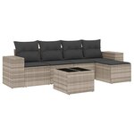 vidaXL Salon de jardin 6 Pièces avec coussins gris clair résine tressée