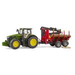 Bruder 03154 - John Deere 7R avec remorque forestière et 4 troncs d'arbre