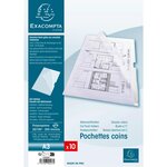 Sachet De 10 Pochettes Coin Polypropylène Rigide Haute Résistance 20/100e - A3 Vertical - Cristal - X 5 - Exacompta