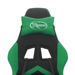 vidaXL Chaise de jeu pivotante et repose-pied Noir et vert Similicuir