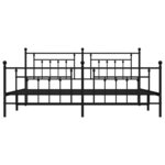 vidaXL Cadre de lit métal sans matelas avec pied de lit noir 200x200cm