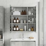 vidaXL Armoire Miroir de Salle de Bain Gris béton 60 x 14 5 x 70 cm