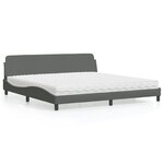 vidaXL Lit avec matelas Dover gris foncé 200x200 cm tissu
