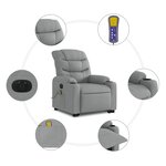 vidaXL Fauteuil inclinable de massage électrique Gris clair Tissu