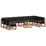 vidaXL Ensemble de canapés d'extérieur 11 pc Naturel et Noir