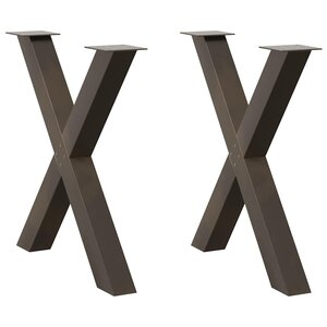 vidaXL Pieds de table à manger en forme de X  2 pièces  acier naturel  80 x (72-73) cm