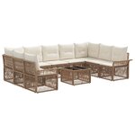 vidaXL Ensemble de canapé de jardin 10 Pièces Beige polyrotin