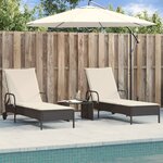 vidaXL Chaises longues avec coussins lot de 2 noir résine tressée