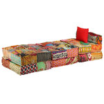 vidaXL Pouf modulaire à 3 places Patchwork Tissu