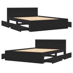 vidaXL Cadre de lit avec tête de lit noir 140x200 cm bois d'ingénierie