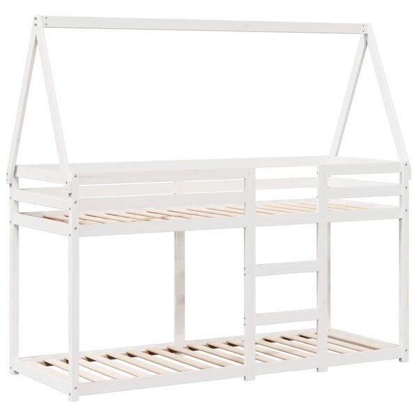 vidaXL Lit superposé avec toit blanc 90x200 cm bois de pin massif