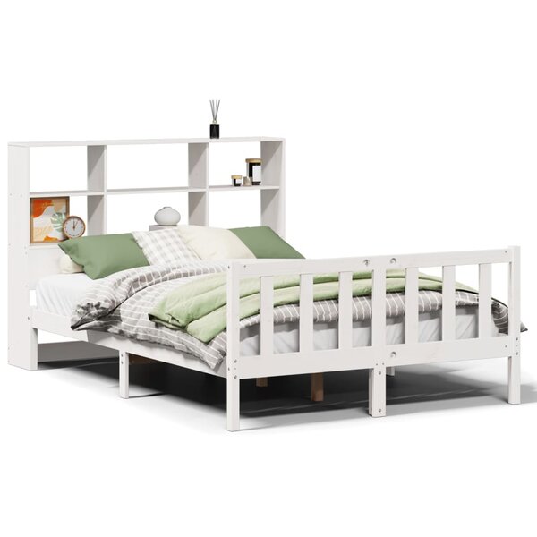 vidaXL Lit bibliothèque sans matelas blanc 120x200 cm bois pin massif