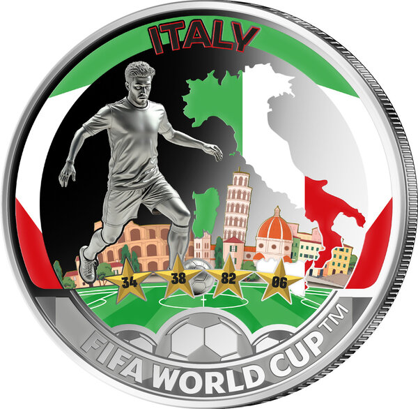 Monnaie ITALY FIFA World Cup Champions Metal 50 Cents Solomon Islands 2026 (PRÉCOMMANDE)