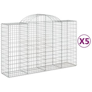 vidaXL Paniers à gabions arqués 5 Pièces 200x50x120/140 cm Fer galvanisé