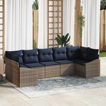vidaXL Ensemble de canapé de jardin 7 Pièces Gris et bleu marine
