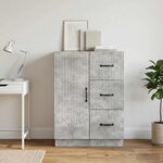 vidaXL Buffet Gris béton 66 x 34 5 x 87 cm Bois d'ingénierie