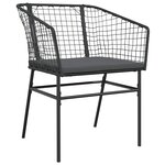 vidaXL Ensemble à manger de jardin et coussins 5 Pièces noir rotin verre