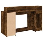 Bureau table poste de travail meuble d'ordinateur informatique étude et lumières LED chêne fumé 140 x 55 x 91cm bois d'ingénierie brun 02_0023784