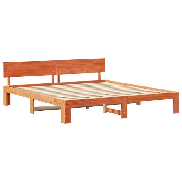 vidaXL Cadre de lit Marron 200 x 200 cm Bois de pin massif