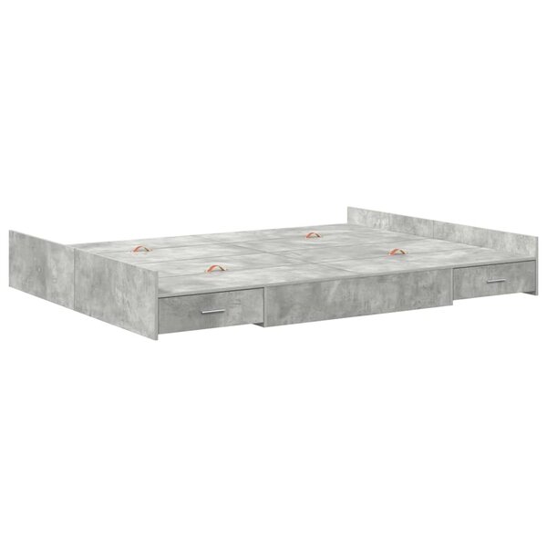 vidaXL Cadre de lit avec rangement avec tiroir Gris béton 150 x 200 cm