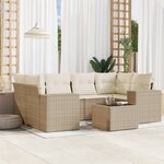 vidaXL Salon de jardin avec coussins 7 Pièces beige résine tressée