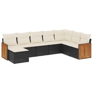 vidaXL Salon de jardin 8 Pièces avec coussins noir résine tressée