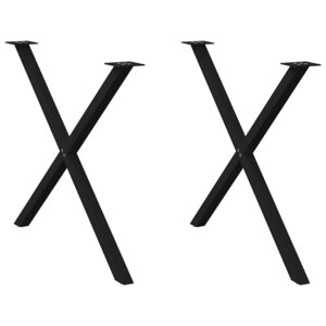 vidaXL Pieds de table à manger en forme de X  2 pièces  noir  90 x (72-73) cm  acier