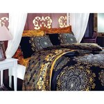Parure de lit - housse de couette 220 x 240 + 2 taies d'oreiller 60 x 60 coton renforcé - Noir