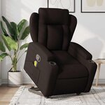 vidaXL Fauteuil inclinable de massage Marron foncé Tissu