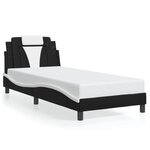 vidaXL Cadre de lit avec LED sans matelas noir et blanc 90x200 cm