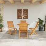 Ensemble de salle à manger de jardin 5 pièces en bois d'acacia massif