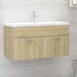 vidaXL Armoire d'évier avec lavabo intégré Chêne sonoma Aggloméré