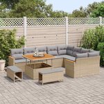 vidaXL Ensemble de canapé de jardin 12 Pièces Beige Poly rotin