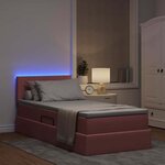 vidaXL Lit de rangement LED avec matelas Rose 100 x 200 cm Velours
